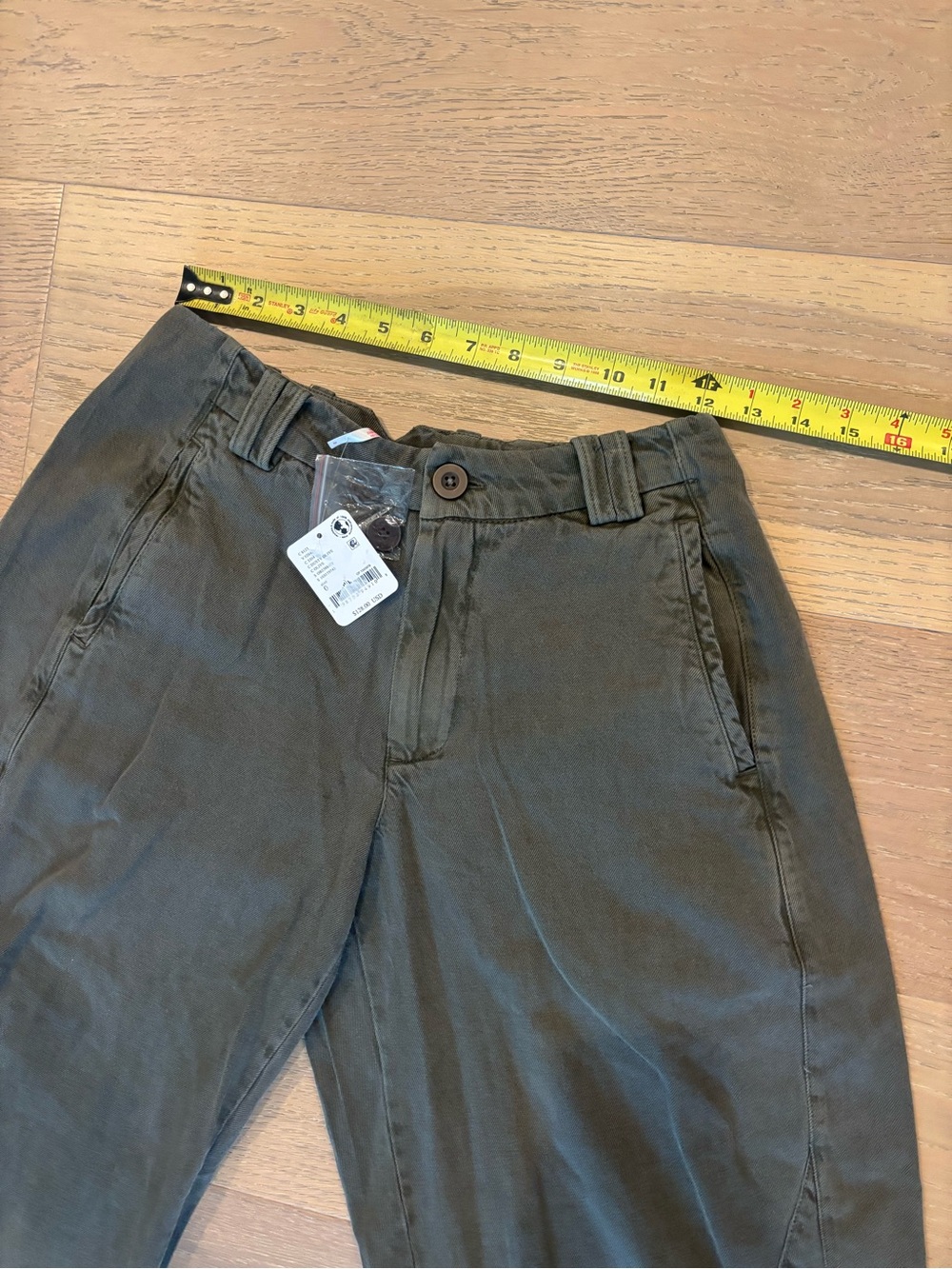 Free People Spotlight Washed Barrel Chino Trousers 0 Dusty Olive NWT Wide Pant - Picture 11 of 14